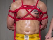 BodyBuilder with Huge Chest Tattoo Milked
