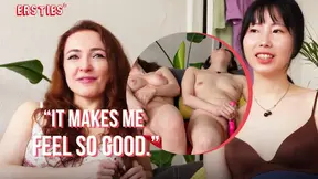 German redhead Elvira teaches Ukrainian babe Meg how to masturbate with a vibrator