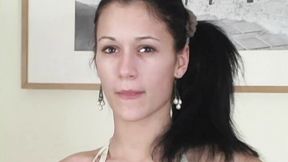 Sensual solo masturbation with a long-haired brunette Evey