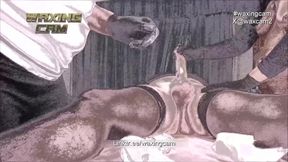 Female-male Girl, Cock Growing by Man in Stockings, Gloves Fetish