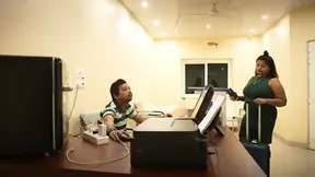 Hotel manager gets naughty with young guest in room 208