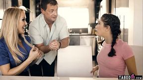 Swap at birth step daughter in twisted 3some with step mom and step dad