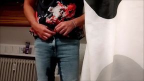 Crossdresser Peeing in Jeans and Showering