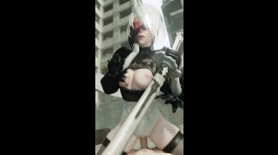 2B sits on your face first, then on your dick . Nier Automata