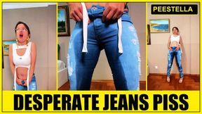 DESPERATE BLUE JEANS WETTING — I COMPLETELY FLOODED MY TIGHT JEANS