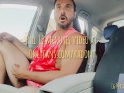 Nudist Hippie jerking off in the car