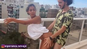 Wild Hope has sex with her future husband's best friend hours before the wedding, public sex on the rooftop