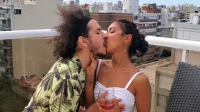 Wild Hope has sex with her future husband's best friend hours before the wedding, public sex on the rooftop