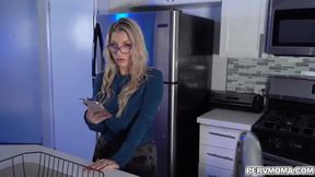 Smart and sexy MILF Ashley Fires fucked hard by his horny stepson an dshoots hot cum on her face