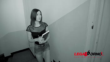 Sweet petite teenager Mina fills her shaved pink with tutor&#039_s massive cock GP276