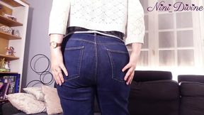 My Step Sister's Huge Ass Is Way Too Tight in These Tiny Jeans, I Help Her Take Them off to Fuck Her.