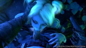 Harley Quinn sucks cock