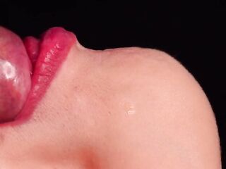 CLOSE UP: Tongue and Lips ORAL! MOST EXCELLENT Throat for Your CUM! Frenulum Licking ASMR! JIZZ FLOW in THROAT