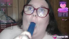 sucking a dildo on live