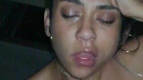 Chilean girl gives deepthroat blowjob
