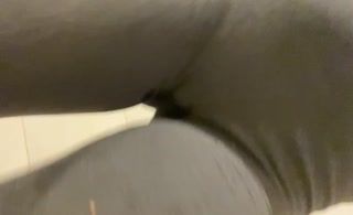 Wetting my grey leggings with my delicious warm pee.