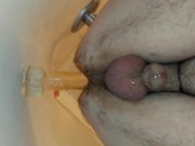 WATCH AS I FUCK MY HAIRY ASS WITH MY NEW CLEAR DILDO!