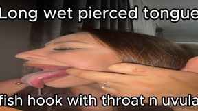Long white pierced tongue fish hook with throat and uvula
