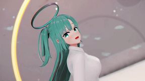 blue archive yuuka hentai undress dance teddy bear playboy girl mmd 3d clear blue hair