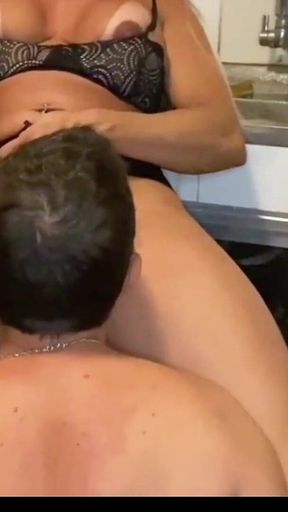 Stepmom in the Kitchen Is Watched Suddenly Saw Her Stepson's Cock and...