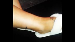 Fluffy white slippers