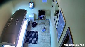 Footage of teen girl in solarium