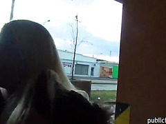 Real amateur blonde eurobabe Yenna railed in carpark for cash