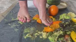 Juicy Fruit Crushing – mandarin, clementine, orange & watermelon. Slow Crush bare feet. You will like it! - PART 2
