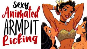 Sexy Black animated girl gets her Armpits licked by two girls hot erotic armpit fetish kink