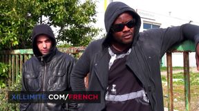 French meter maid gets fucked by 2 guys in a warehouse