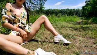 shameless girl walks without panties and masturbates outside - Sexy Yum Yums