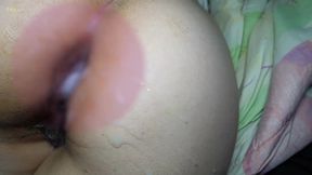 Anal sex from the side with stepmother  Cum on her ass, on her buttocks
