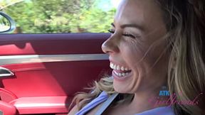 Summer Vixen enjoys a steamy car ride &mdash;  rubbing her pussy&#x270C; and fingering&#x1F449; herself