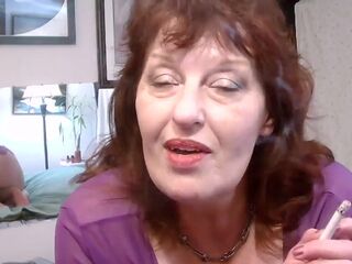 V 368 Curvy Dawn smokin' in purple sheer robe with an climax to chase