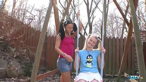 Two chicks one big dick and the stage is set for a superb anal threesome