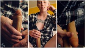POV Frotting, Pegging, and Humiliation from Tomboy - Jaq Quicksilver - Tomboy in flannel makes you compare cocks - short hair, nonbinary, strapon POV - 1080p mp4