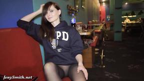 ”Jeny Smith parading her pantyhose in public”