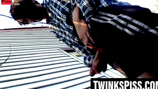 Twink Threesome - Piss Play with Anal Sex Action in Shower