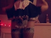 Cute femboy shows off maid outfit (and cute dick)