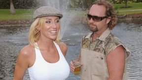 Blonde outdoor Toni gets missionary then rides him on a park blanket