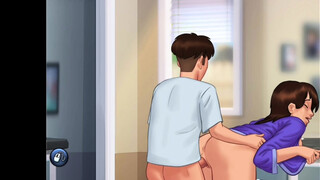 Summertime saga son gets his stepmother preggo in the kitchen