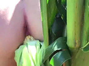 Rural Japanese Beauty Masturbates Sensually Using a Giant Corn Cob Outdoors