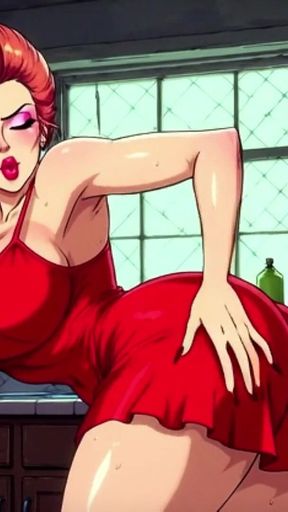 Classic Cartoon Style Nude Women in Kitchen