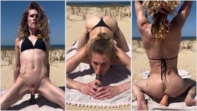 Little Playing On The Beach - And Anal With Sex Toys - Sissy Crossdresser