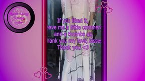 Whore in training wants to fuck with her pink vinyl jacket with big buttons and wants a gaping ass