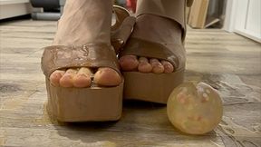 Slime stained Sandals and barefoot