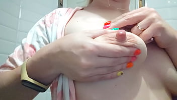Painful hairs removing from my big milky nipples. Face including in the video. Showing my milk coming out from my tits
