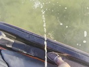 Peeing off the side of a jet ski into the water 💦🍆 pissing outdoors