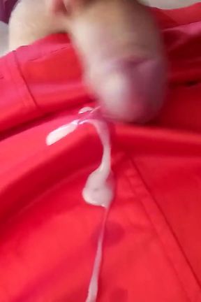 Cum in red satin