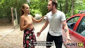 Hunt4k. crimson riding spandex hood has such a filthy mind so she didn\u2019t care about her boyfriend and fucked a stranger